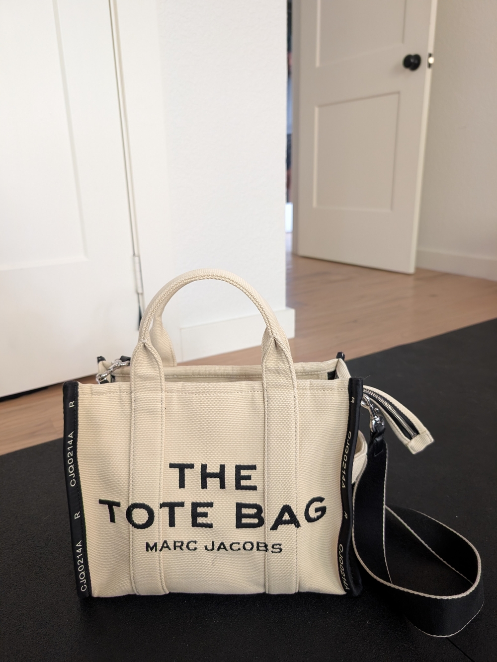 Marc Jacobs Cream Canvas 'The Tote Bag' with Embroidered Black Accents